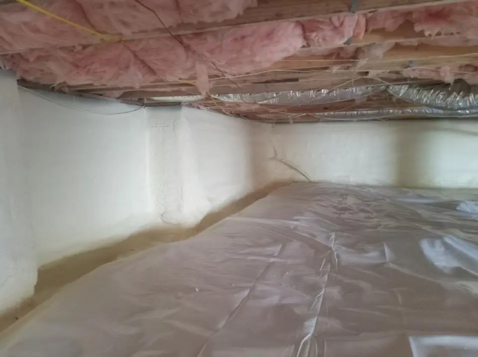 Crawl space encapsulation with closed-cell spray foam for Commercial Roof Restoration in Fort Mitchell